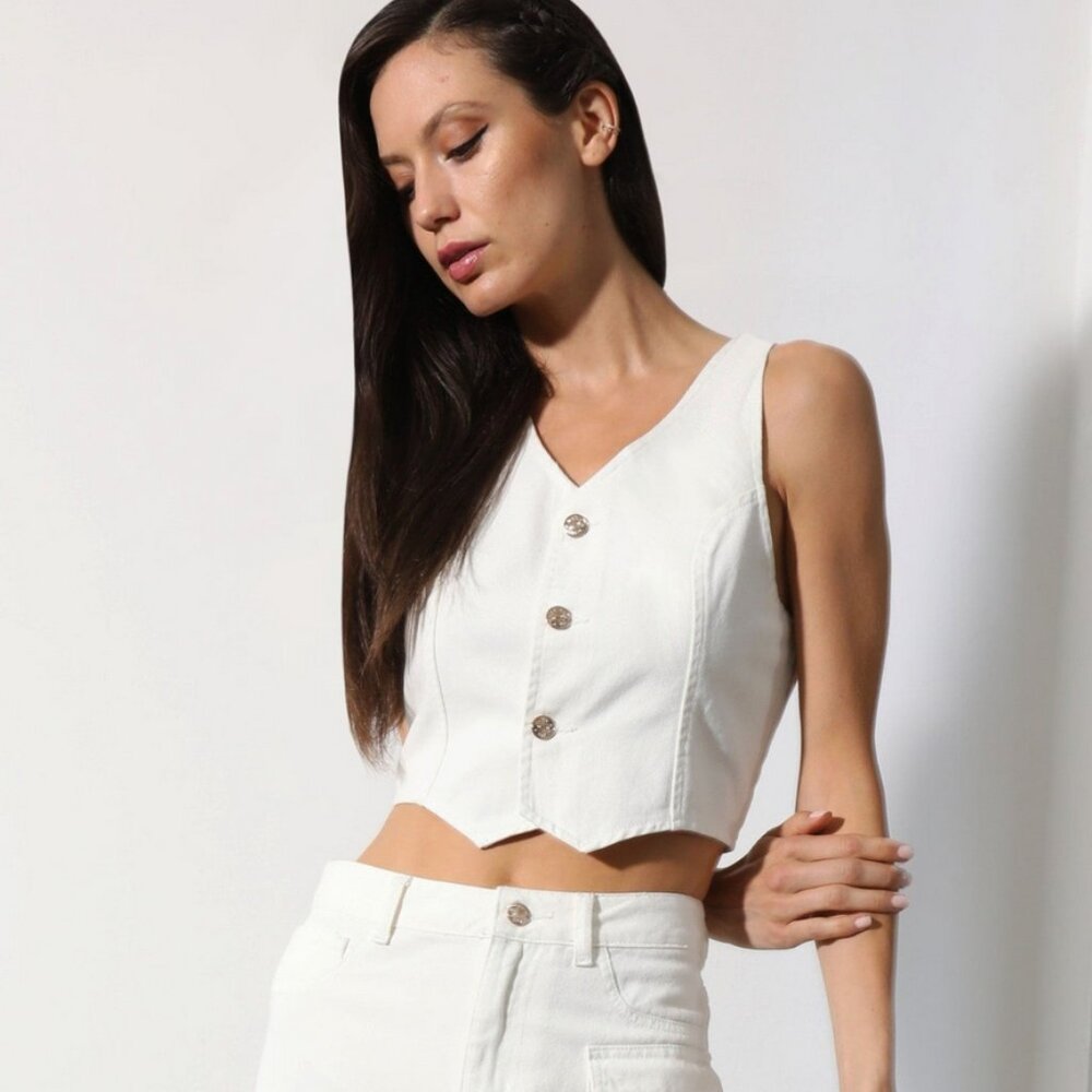 Walter Baker Tory Cropped Denim Vest